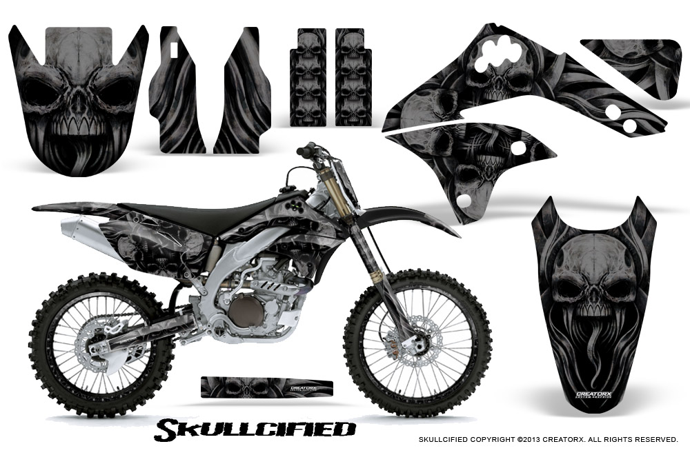 Kawasaki KX450F 06 08 Graphics Kit Skullcified Black NP Rims